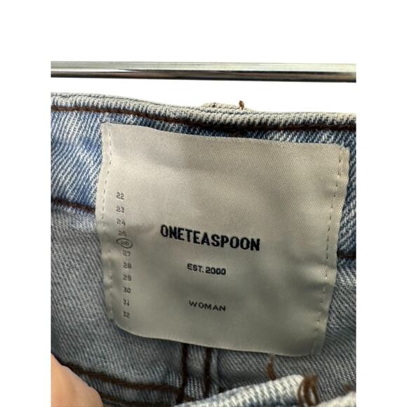 One Teaspoon Distressed Cut-off Light Rinse High Waist Denim Jean Shorts 26 / 2 - Picture 4 of 8